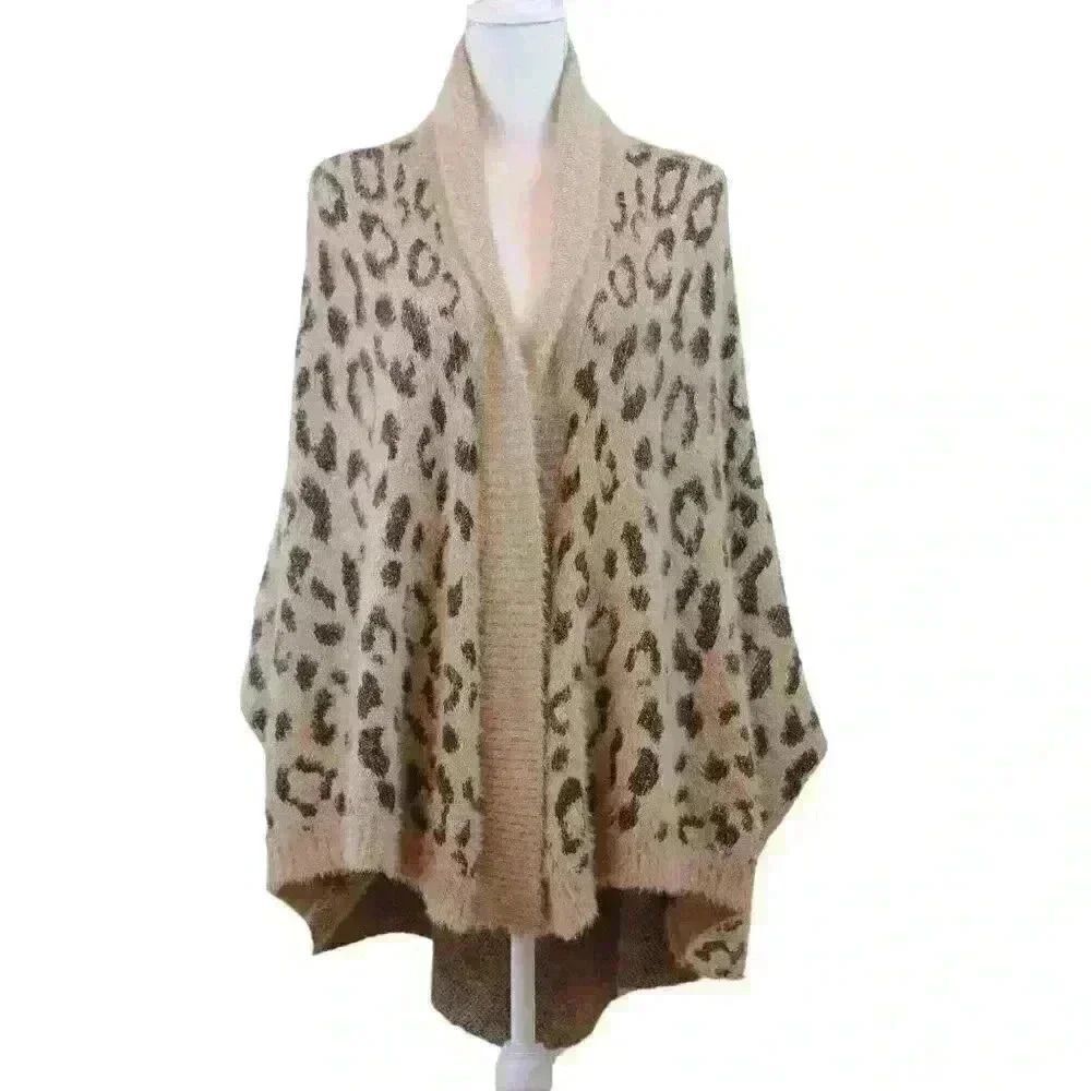 Look By M Cheetah Print Fuzzy Open-Front Cardigan… - image 1